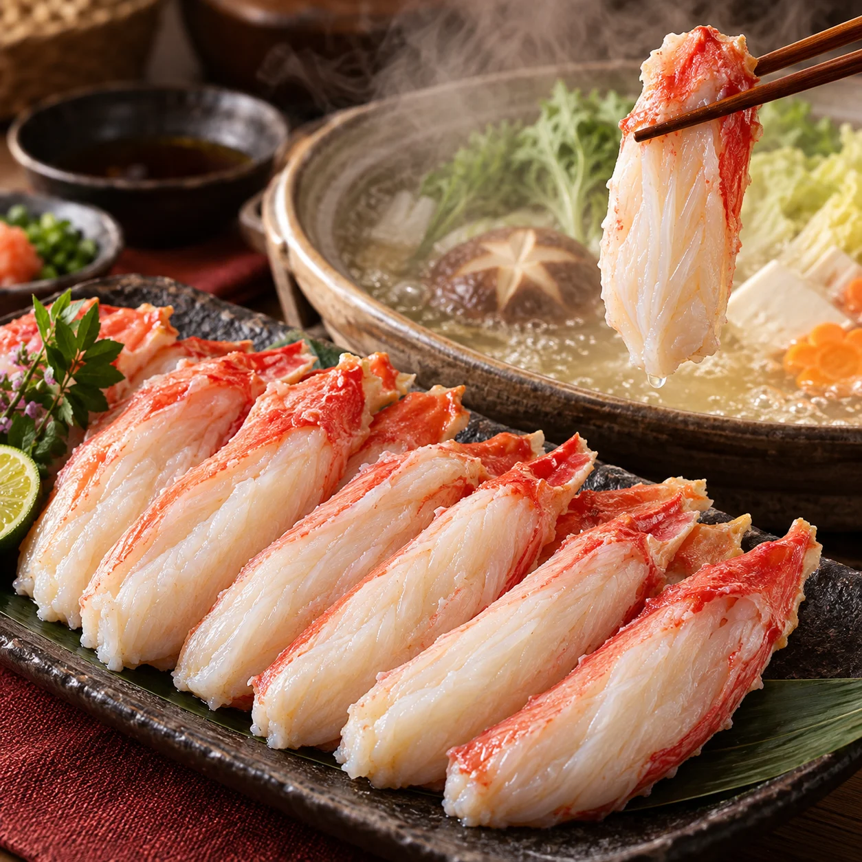 かにしゃぶを楽しむ食卓